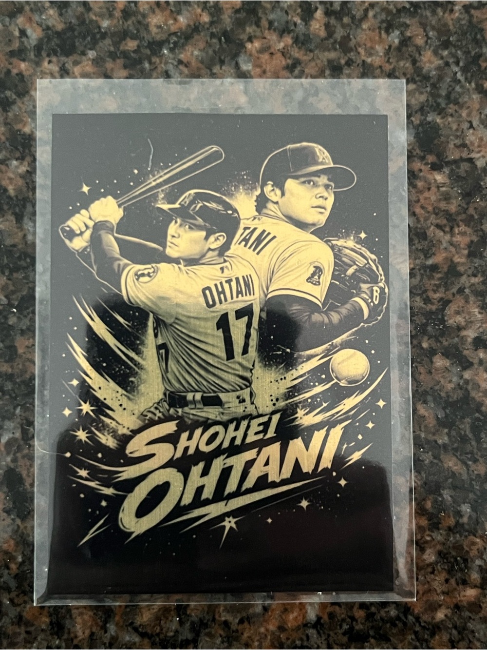 Shohei Ohtani Black & Gold Custom Decorative Art Card
